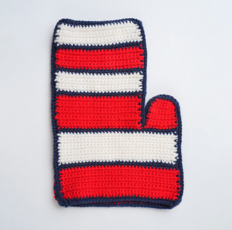 STRIPEDOVEN MITT